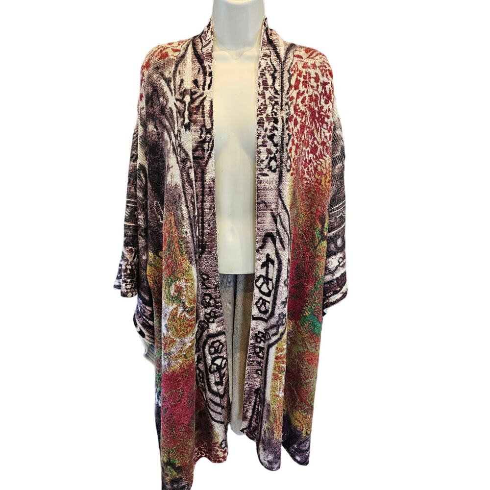Soft Surroundings Knit Ruana Poncho Cape one size snap button option colorful